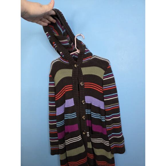 Hannah Andersson Knit Cardigan 100% Cotton Size 110 With Hood Pockets Buttons - Picture 1 of 3